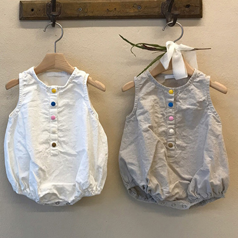 Baby Summer Linen Sleeveless Jumpsuit - Pelele de lino y algodón para
