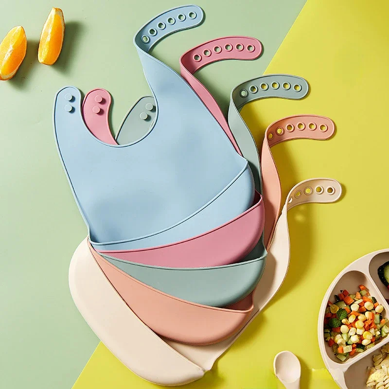 Waterproof Baby Bibs Silicone - 1/2 unidades Babero para bebé ajustable