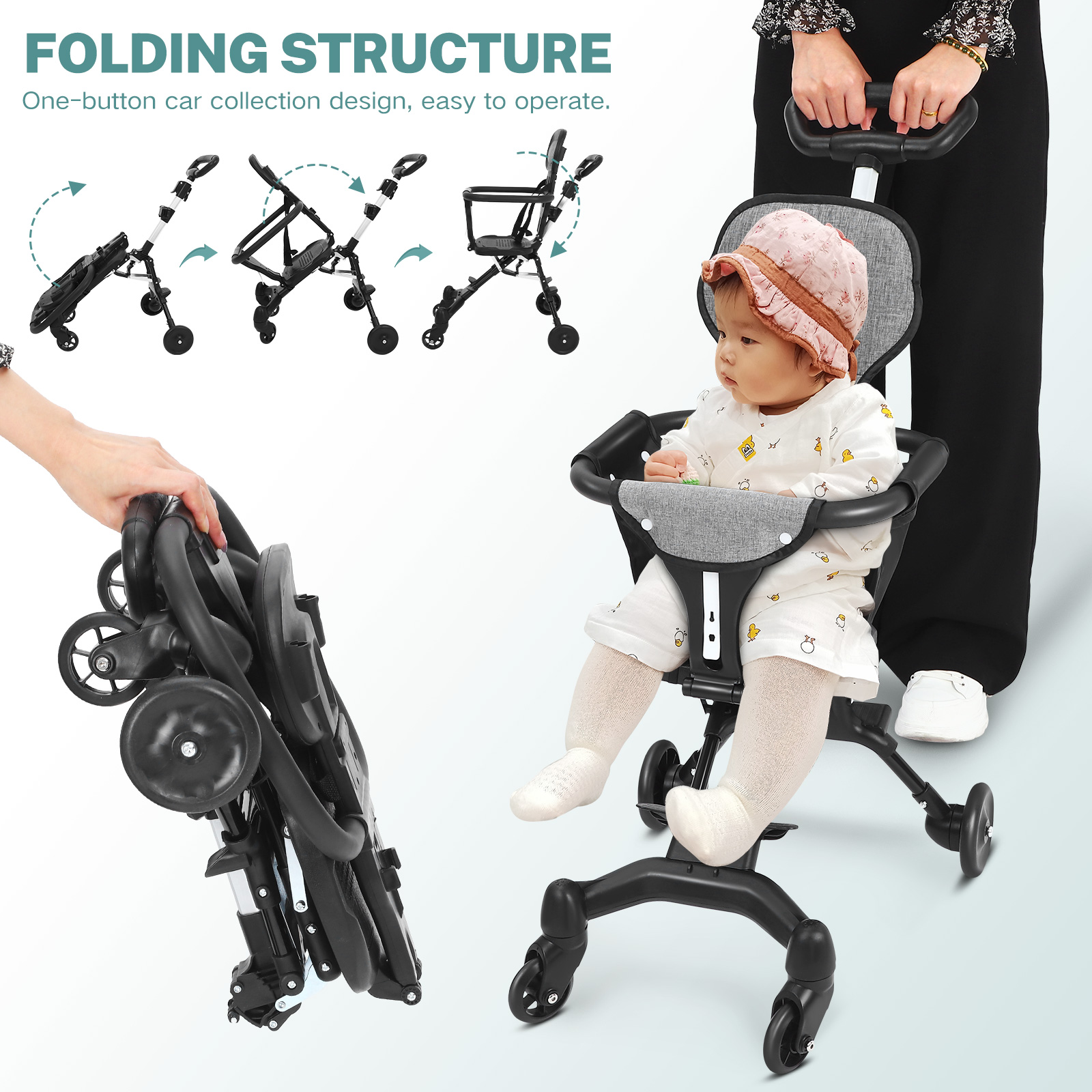 Lightweight Foldable Baby Stroller Compact - Asiento plegable ligero y compacto para