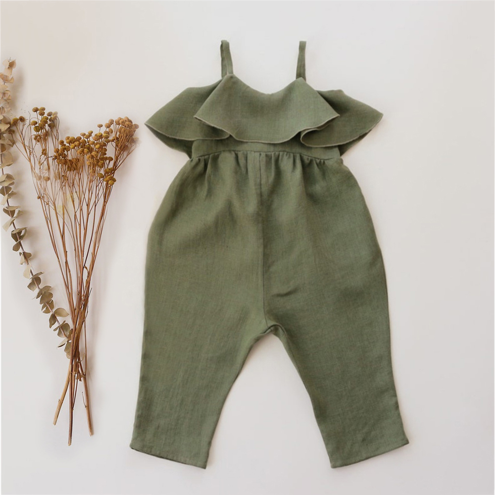 Baby Summer Linen Sleeveless Jumpsuit - Ropa de verano para niña pequeña,