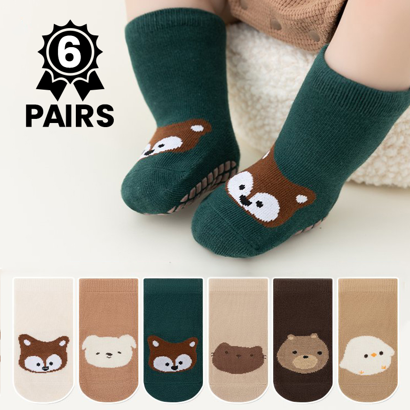 Unisex Baby Socks Non Slip - 6 pares de calcetines antideslizantes con