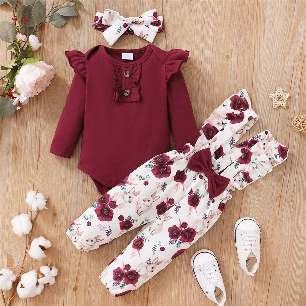 Newborn Baby Girl Romper Floral - Conjunto de ropa para bebé recién