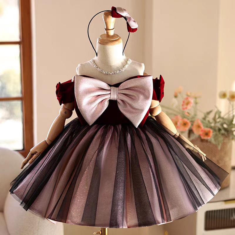Toddler Girl Tulle Party Dress - Jill Wish J464 elegante vestido de