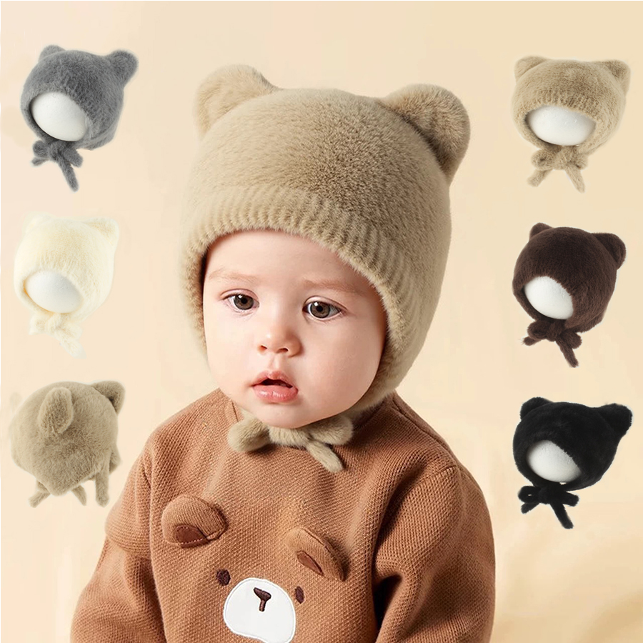 Infant Beanie Hat With Ears - Gorro tejido con dibujos animados para