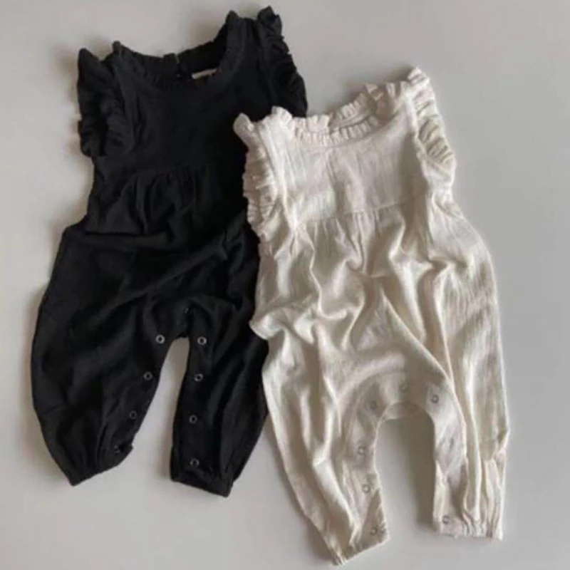 Baby Summer Linen Sleeveless Jumpsuit - Milangel-peleles de verano para bebés, monos