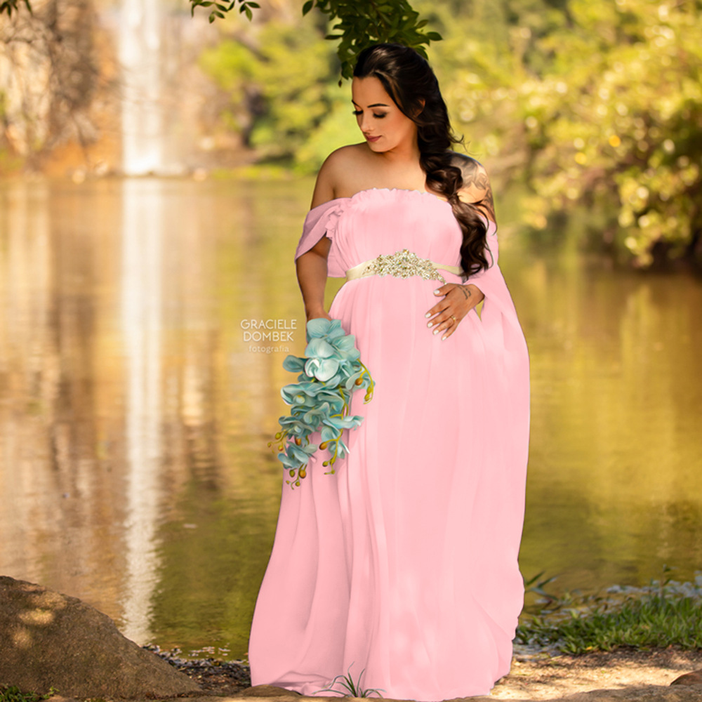 Maternity Wear - Vestido Maxi de Encaje para Mujer,